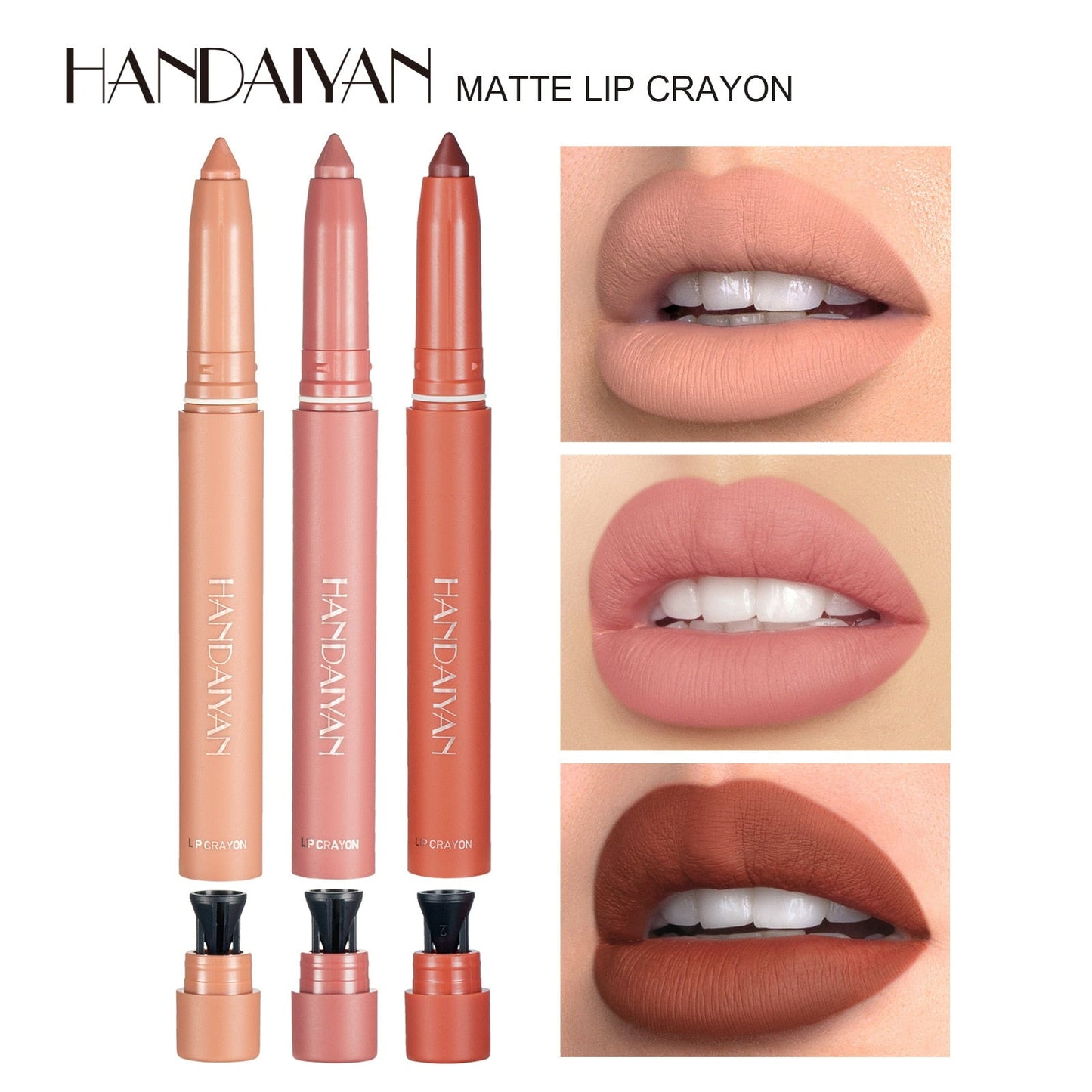 12 Color HANDAIYAN Rotating Sharpenable Matte Lipstick Pencils