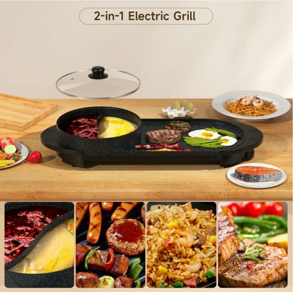 TOPTENG Electric Grill Hot Pot 2 in 1