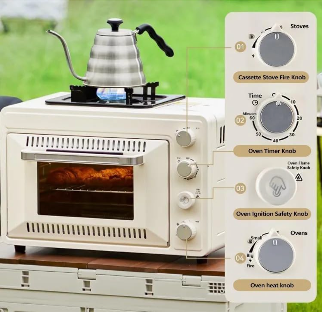 Outdoor Gas Camp Oven Portable with Burner Camping Stove