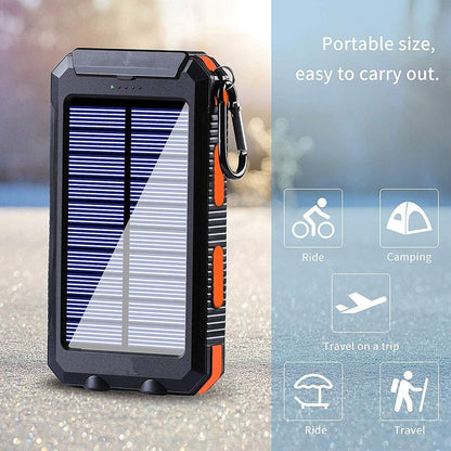 Portable Solar Power Bank 80000mAh, Built-in Flashlight, Compass, for All Smartphones, Electronic Devices,