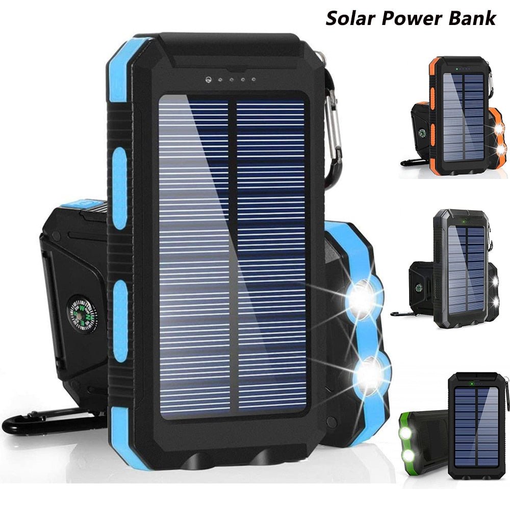 Portable Solar Power Bank 80000mAh, Built-in Flashlight, Compass, for All Smartphones, Electronic Devices,