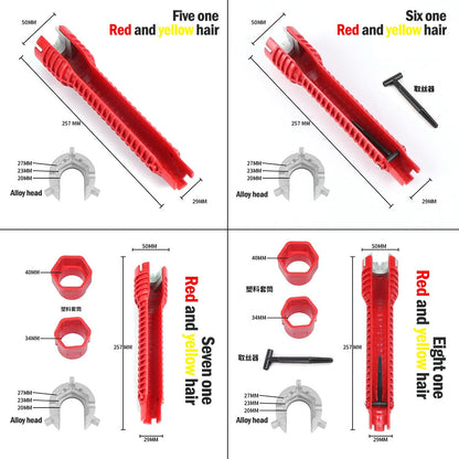 (8-in-1) faucet and sink installer,multi-purpose wrench plumbing tool for Toilet Bowl/Sink/Bathroom/Kitchen Plumbing and more (red)