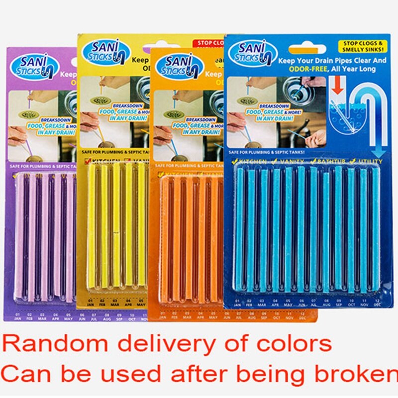 12/set Pipe Cleaning Sticks Oil Decontamination Kitchen Toilet Bathtub Drain Cleaneer