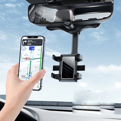 Rotatable and Retractable Car Phone Holder - 360 Degree Rear View Mirror Phone Holder